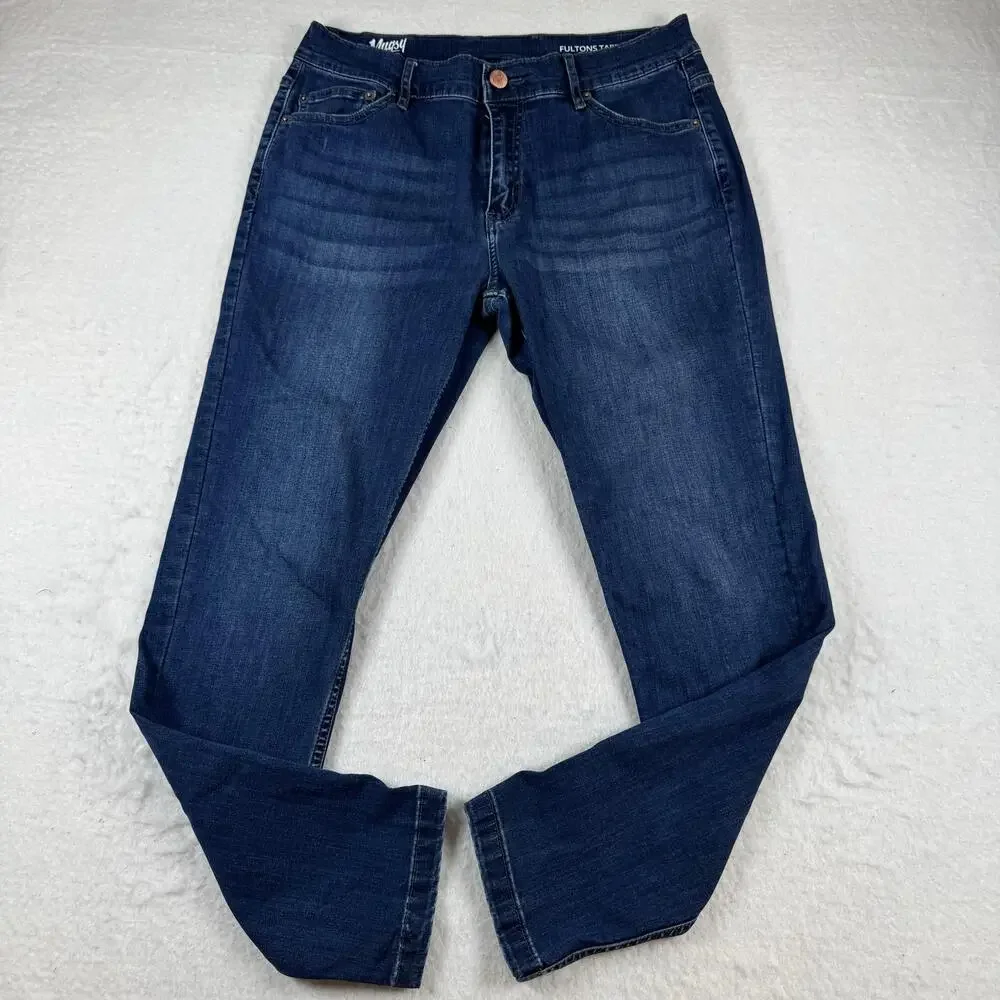 Mugsy Jeans Mens Size 33x32 Blue Fultons Tapered Slim Fit Stretch Denim Casual